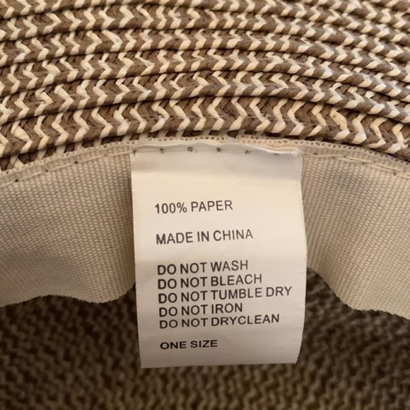 Large Straw Summer Sun Hat Tan with Cream Trim Ladies - Picture 2 of 7